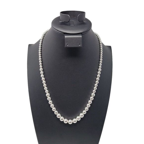 Vintage Signed Napier Graduated Silver Plated Beaded Matinee Necklace 25" Glam - Picture 1 of 10